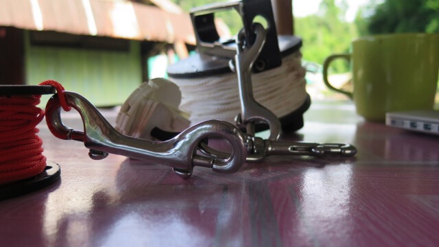 Photo Credit: Simone Reymenants, Blue Label Diving (Phuket, Thailand) Cave diving line and reel equipment