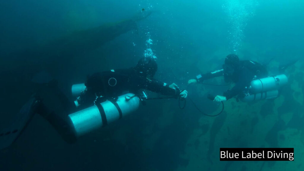 Photo Credit: Claus Rasmussen, Blue Label Diving (Phuket, Thailand) Cave divers using the frog kick technique