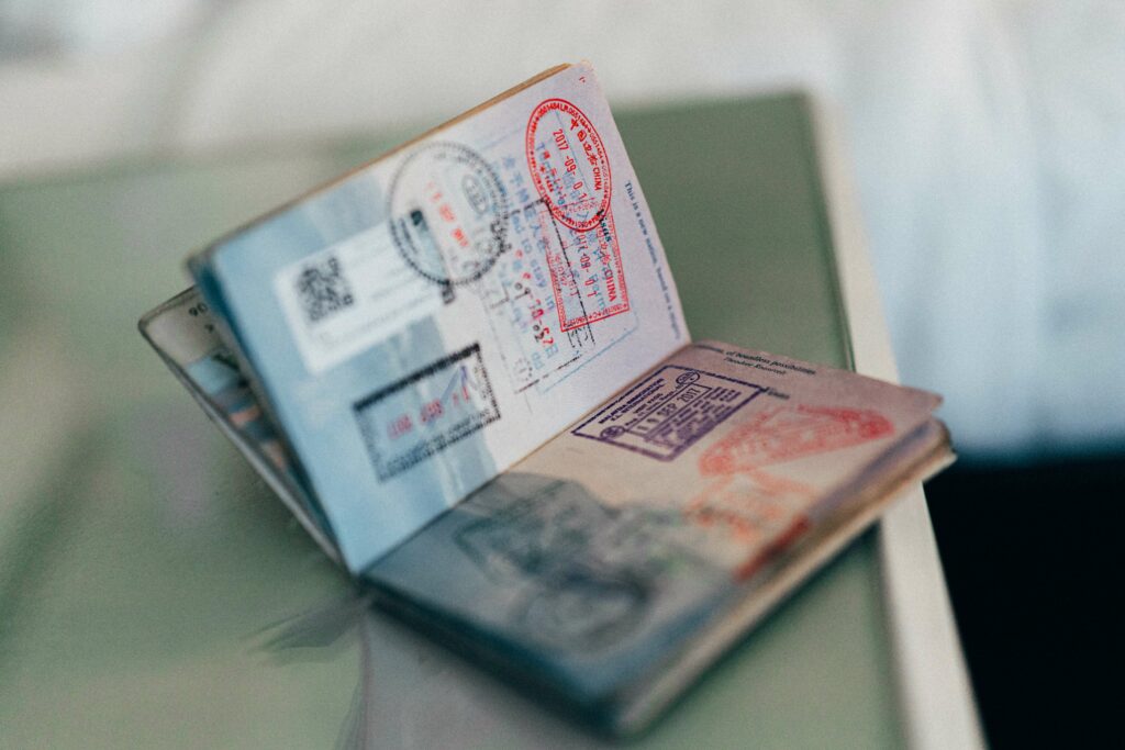 Chinese visa stamps in a US passport Chinese visa stamps in a US passport