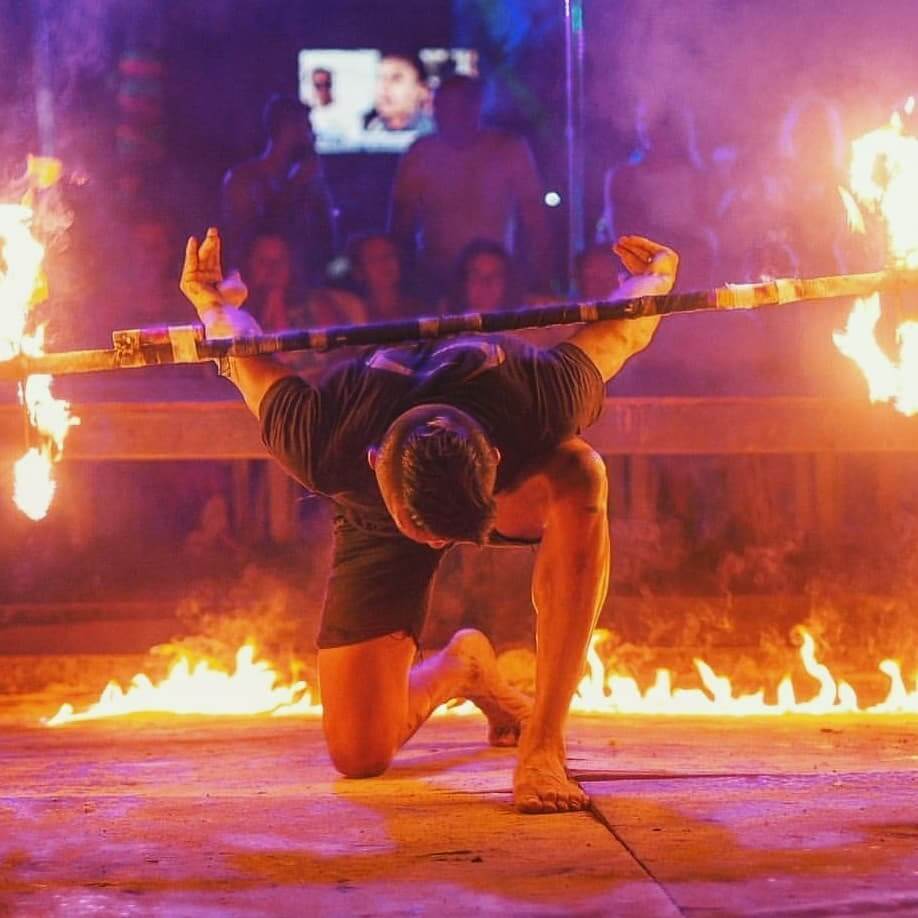 Photo Kindly Provided by Princess Divers Fire show performance by a local on Party Beach at Phi Phi Don
