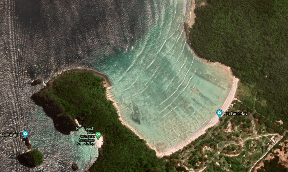 Google satellite image Aerial shot of Loh Lana Bay