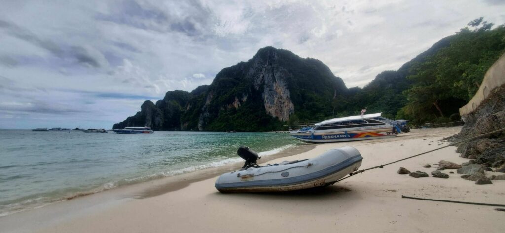 RIB dinghy in Tonsai Bay - Koh Phi Phi, Thailand RIB dinghy in Tonsai Bay - Koh Phi Phi, Thailand