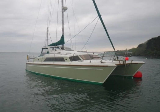 Photo Provided by: Gideon Fielding (Katamarans.com) Prout Snowgoose 37 catamaran on a mooring line