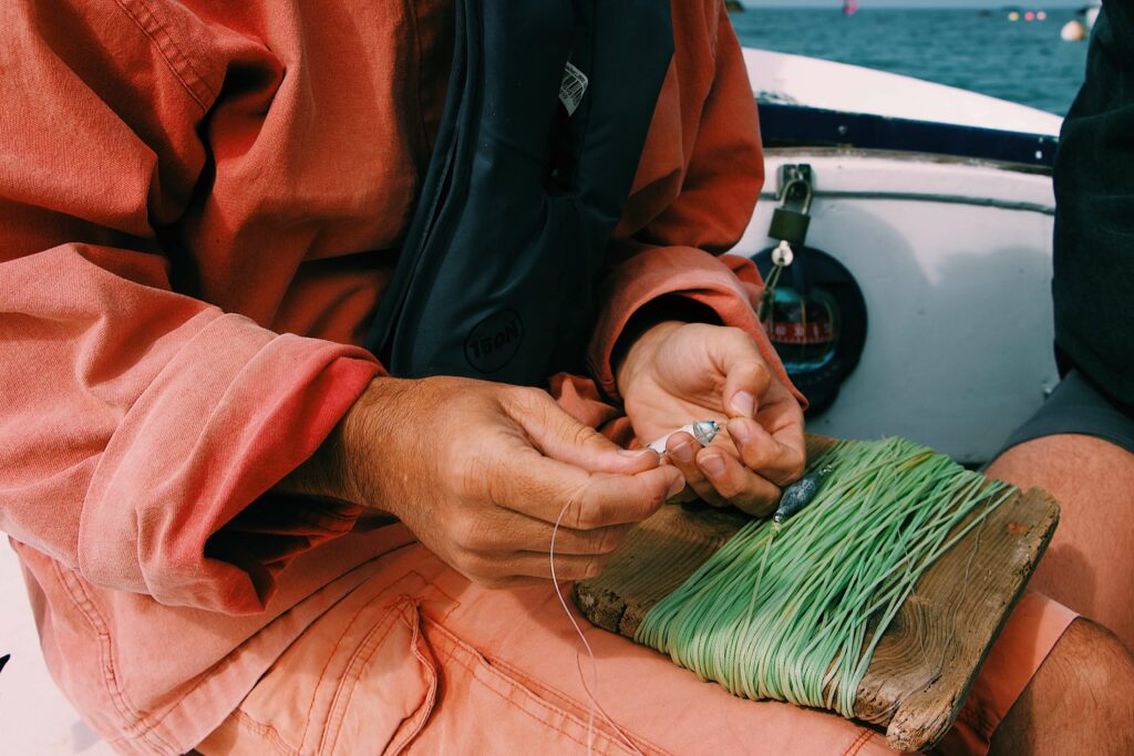 Spooling a handline fishing setup Spooling a handline fishing setup
