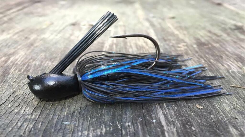 Black and blue fishing jig Black and blue fishing jig