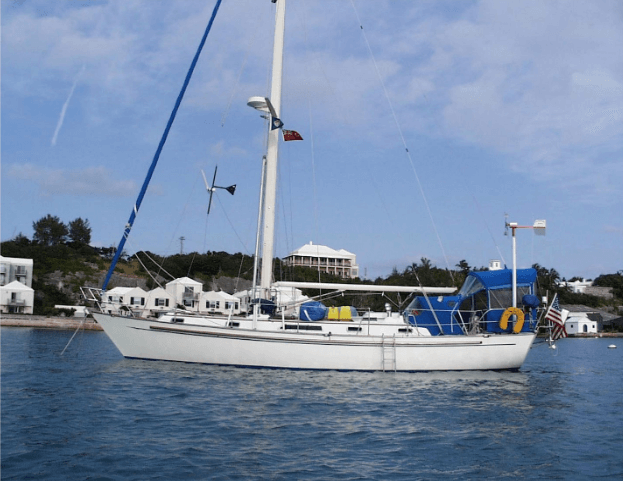 Photo Kindly Provided by Josh McLean (Davidwaltersyachts.com) Passport 40 sailboat anchored near shore