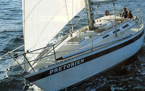 Photo Provided by: Charles Doane (Wavetrain.net) Wauquiez Pretorien 35 small sailboat