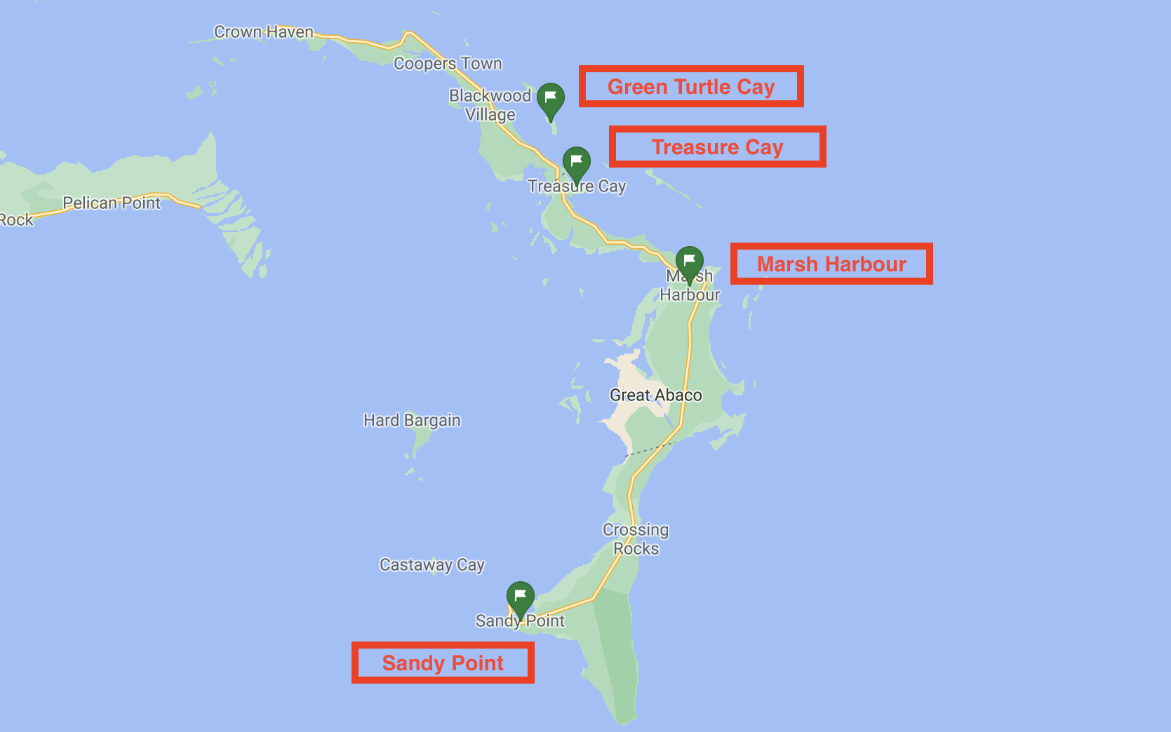 Great Abaco ports of entry Map of Great Abaco ports of entry