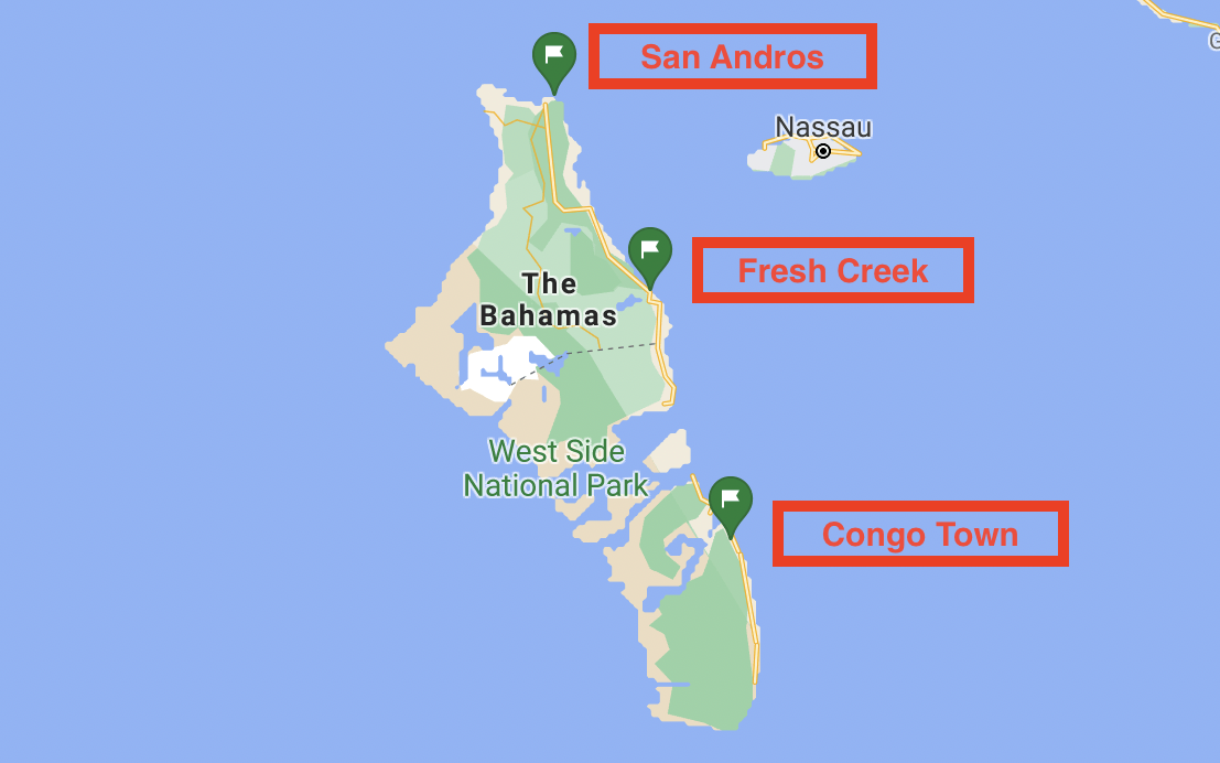 Andros ports of entry Map of Andros ports of entry