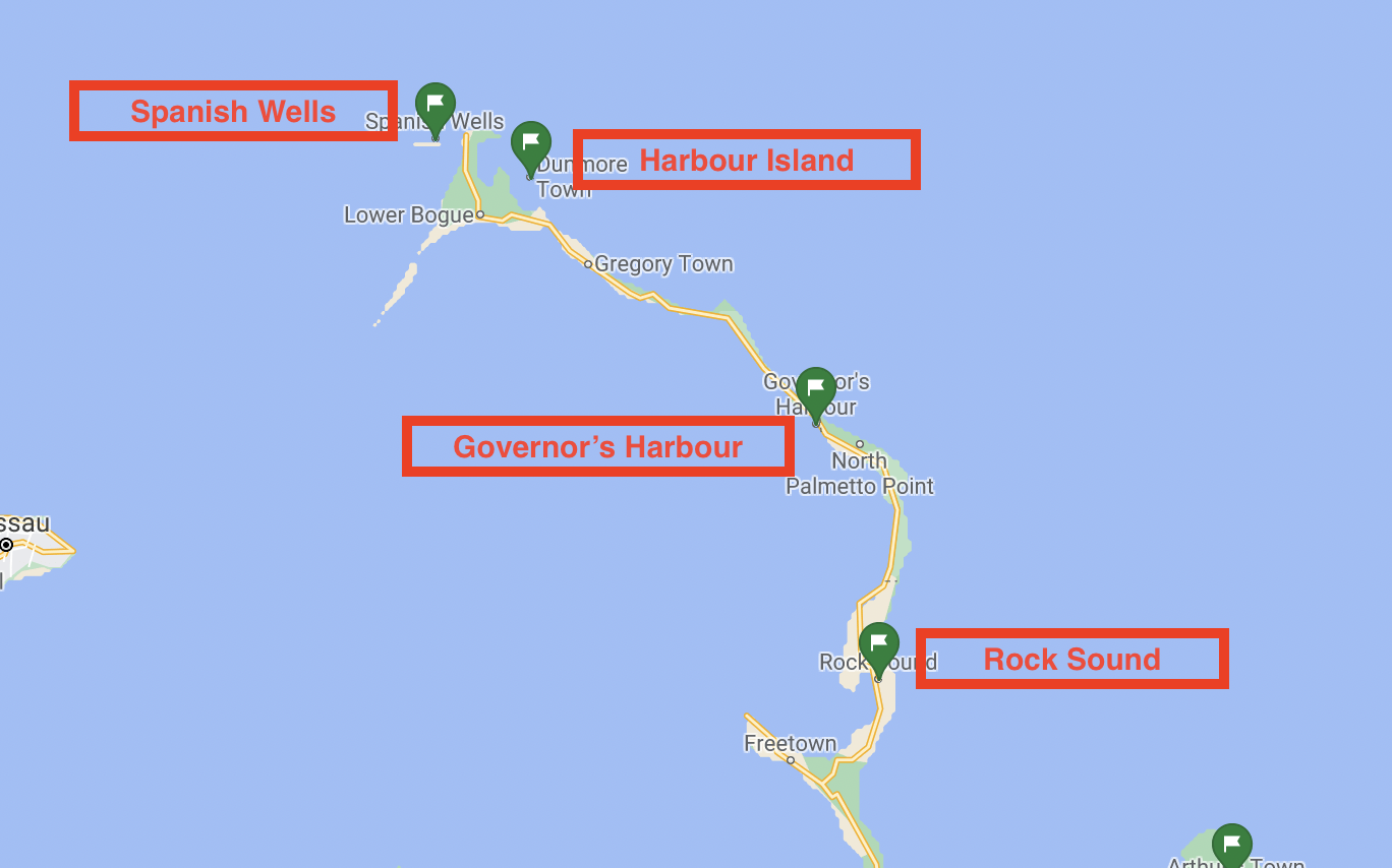 Eleuthera ports of entry Map of Eleuthera ports of entry