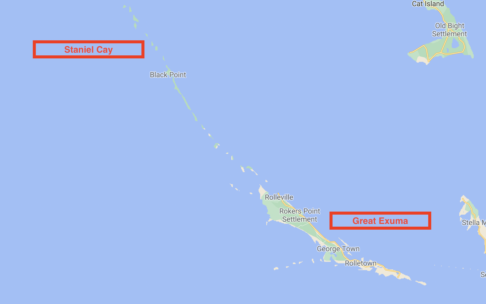 The Exumas ports of entry Map of the Exumas ports of entry