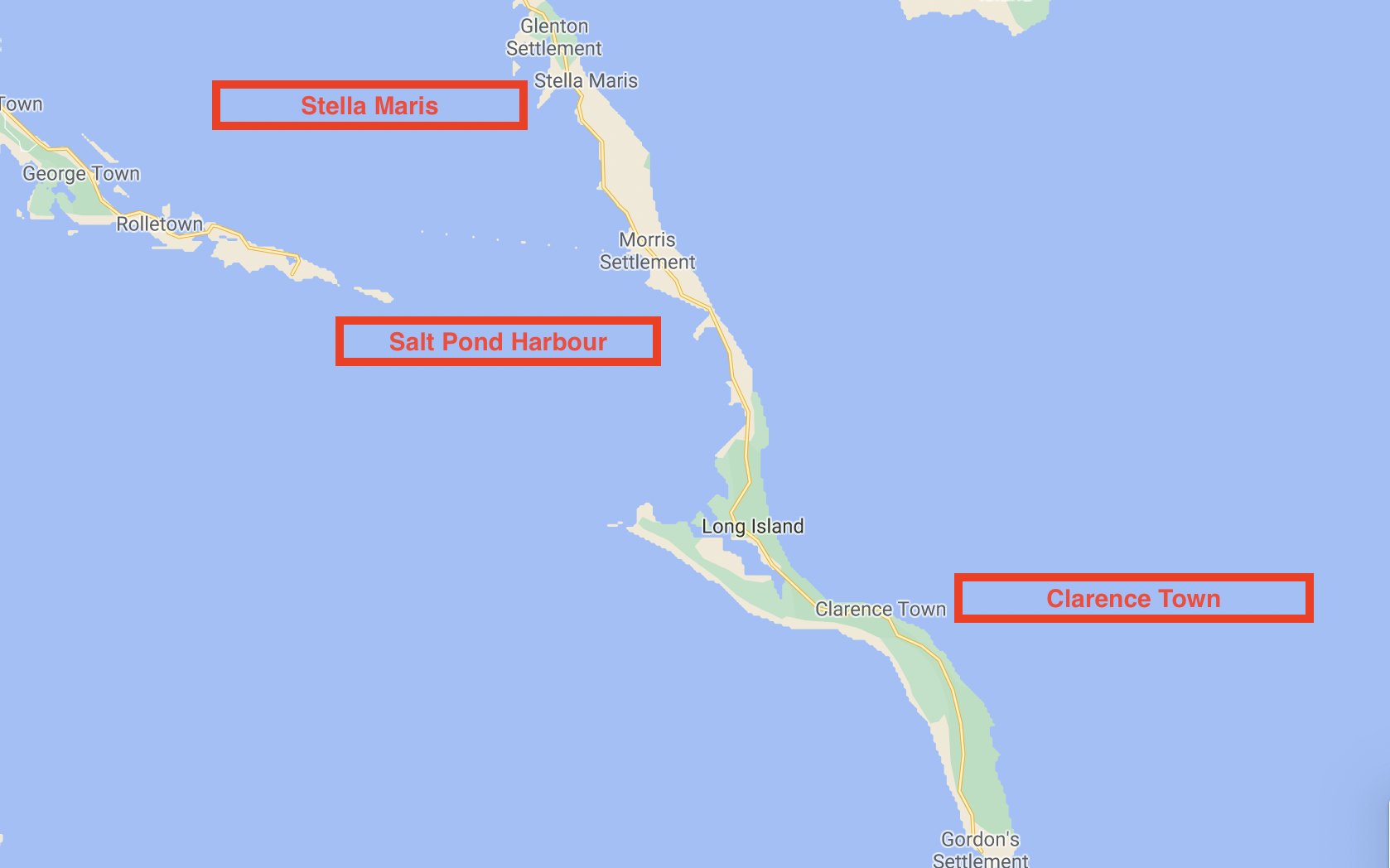 Long Island Bahamas ports of entry Map of Long Island Bahamas ports of entry