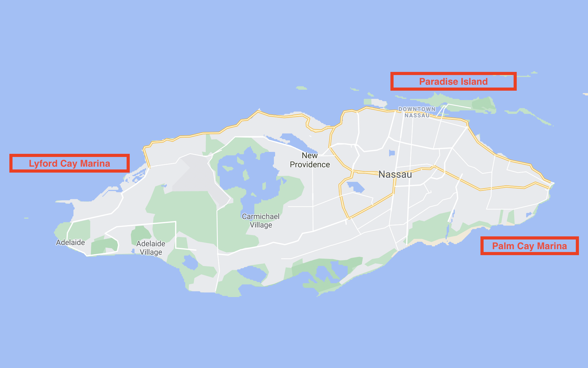 New Providence ports of entry Map of New Providence ports of entry